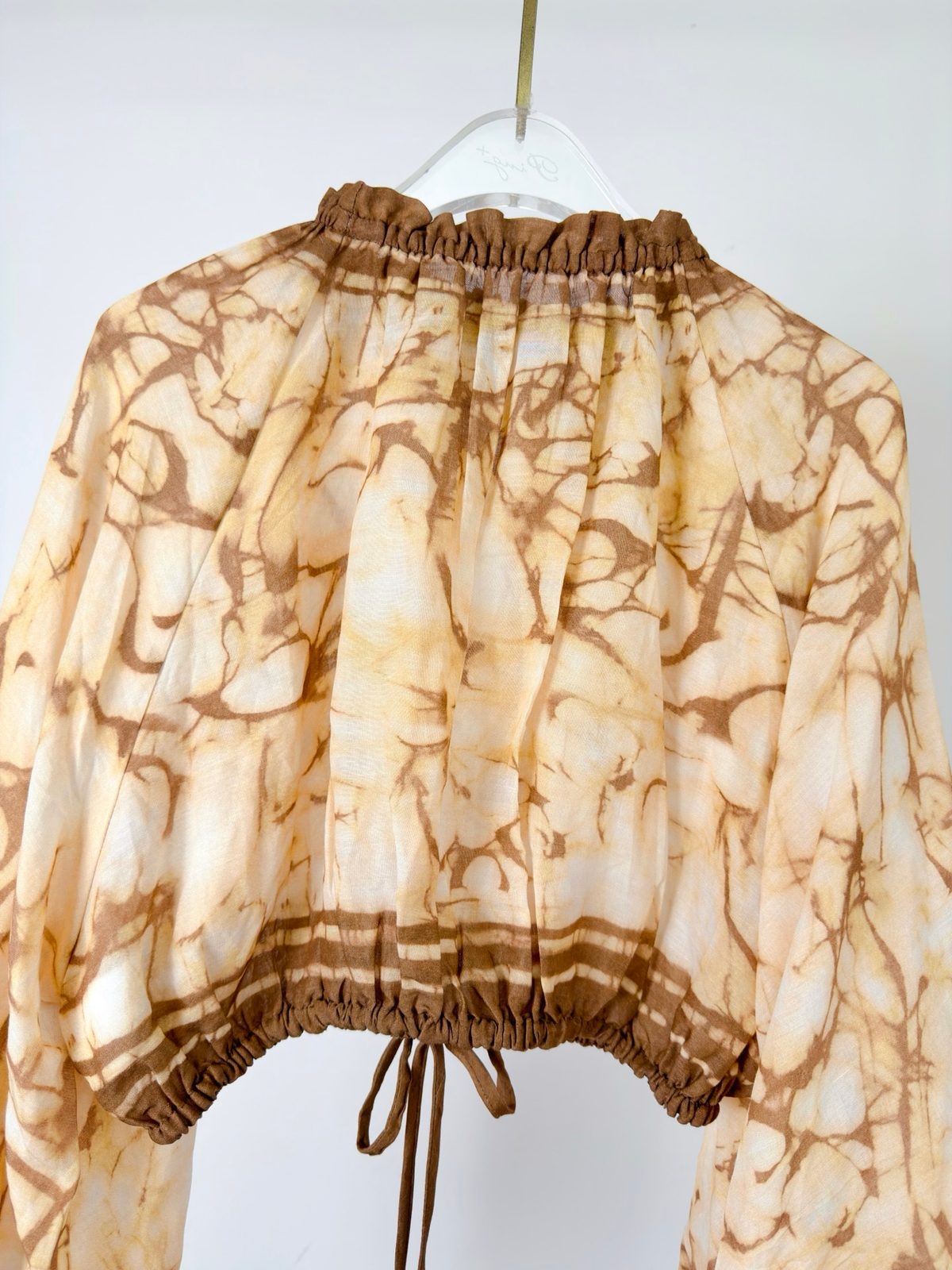 Designer Inspired Chocolate Tie-Dye Cropped Blouse
