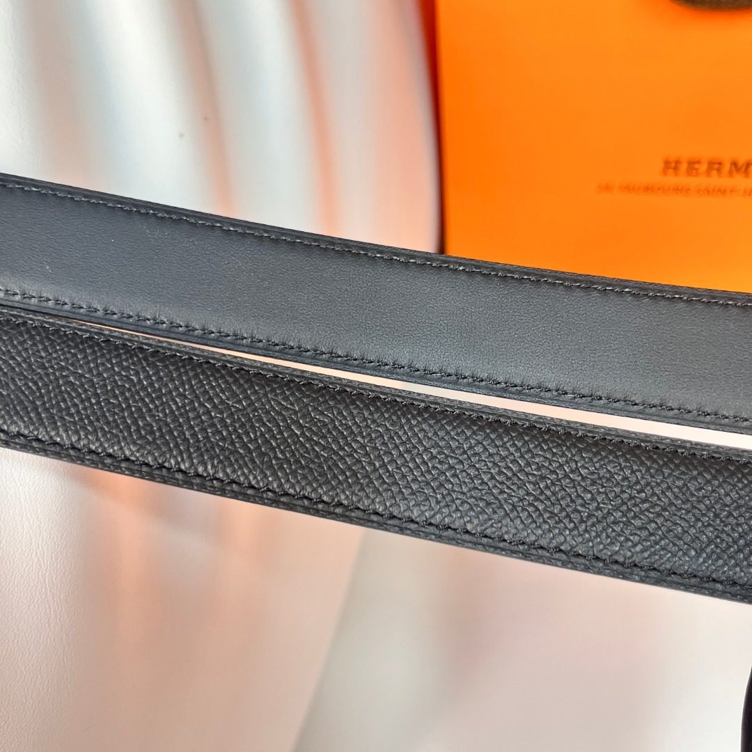 Hermès Reversible Leather Belt Black