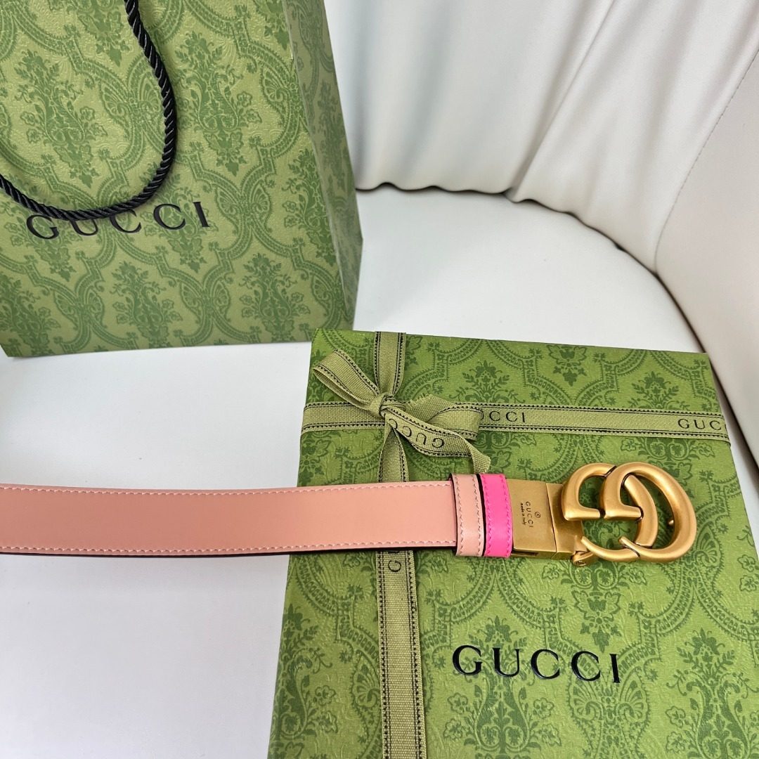 Gucci GG Marmont Leather Belt with Double G Buckle