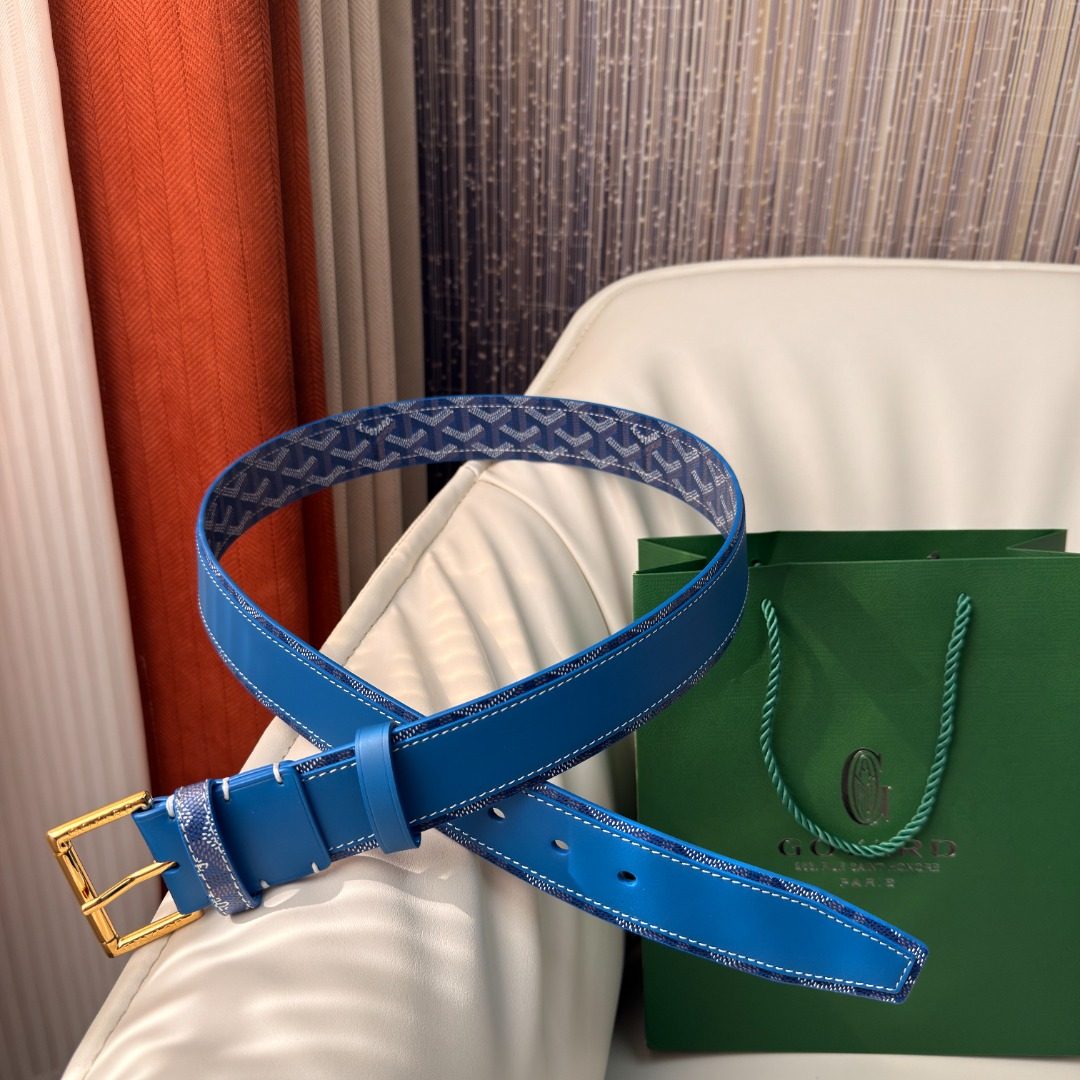 Loro Piana Blue Leather Belt with Monogram