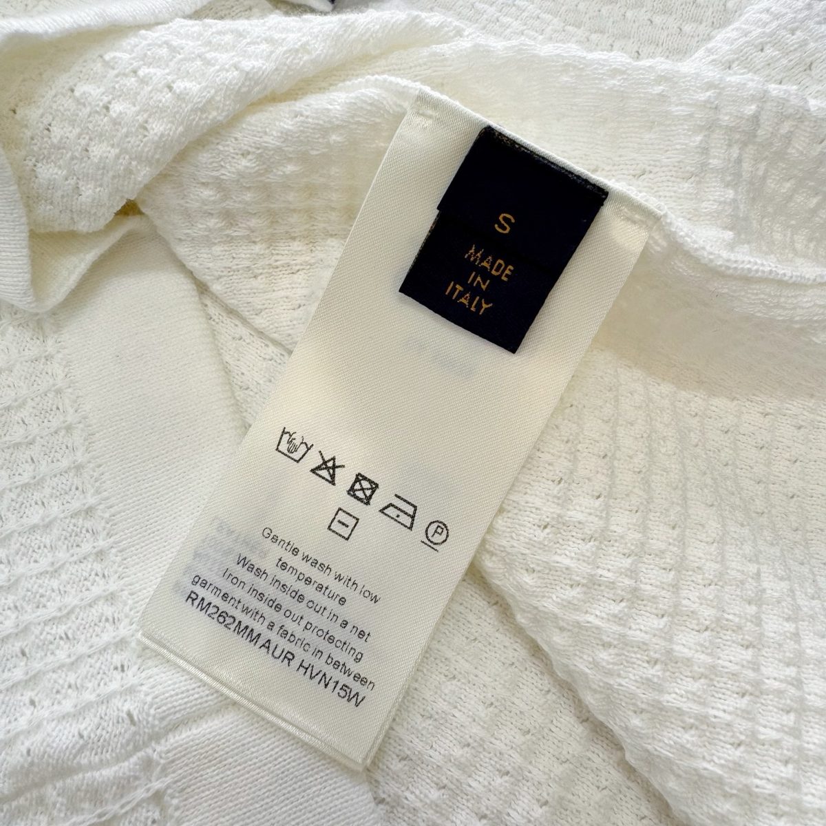 Louis Vuitton White Waffle Knit Polo Shirt