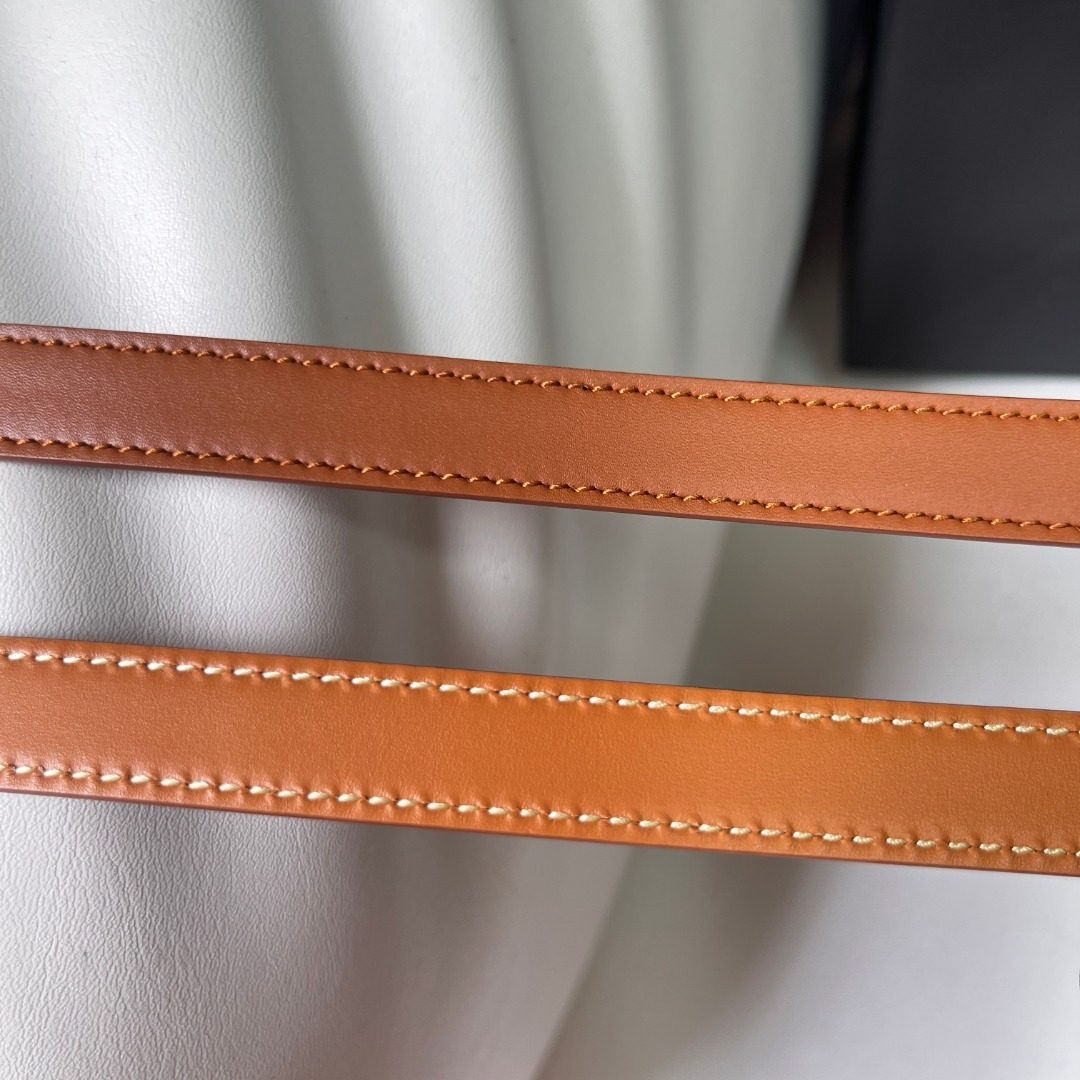 Saint Laurent YSL Leather Belt Cognac