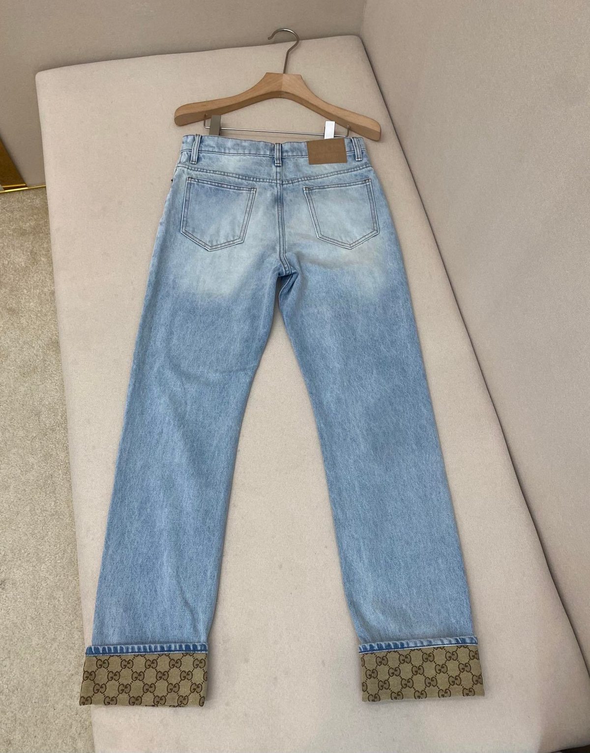 Gucci GG Canvas Cuff Light Wash Jeans