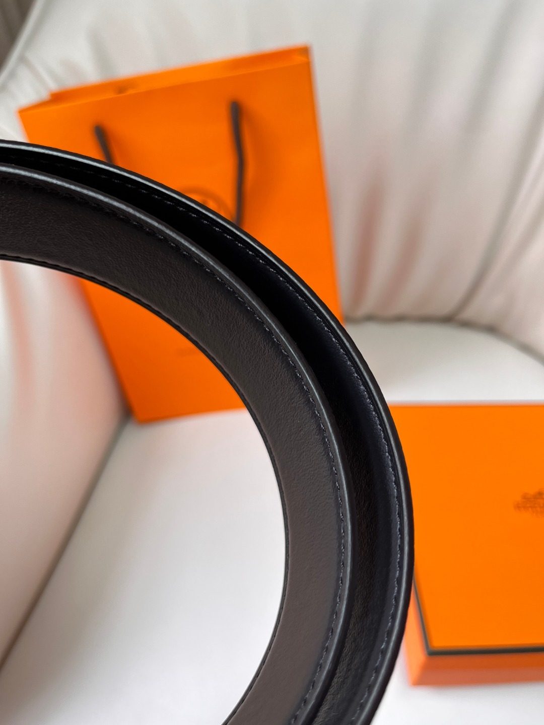 Hermès Reversible Leather Belt with Gold Hardware