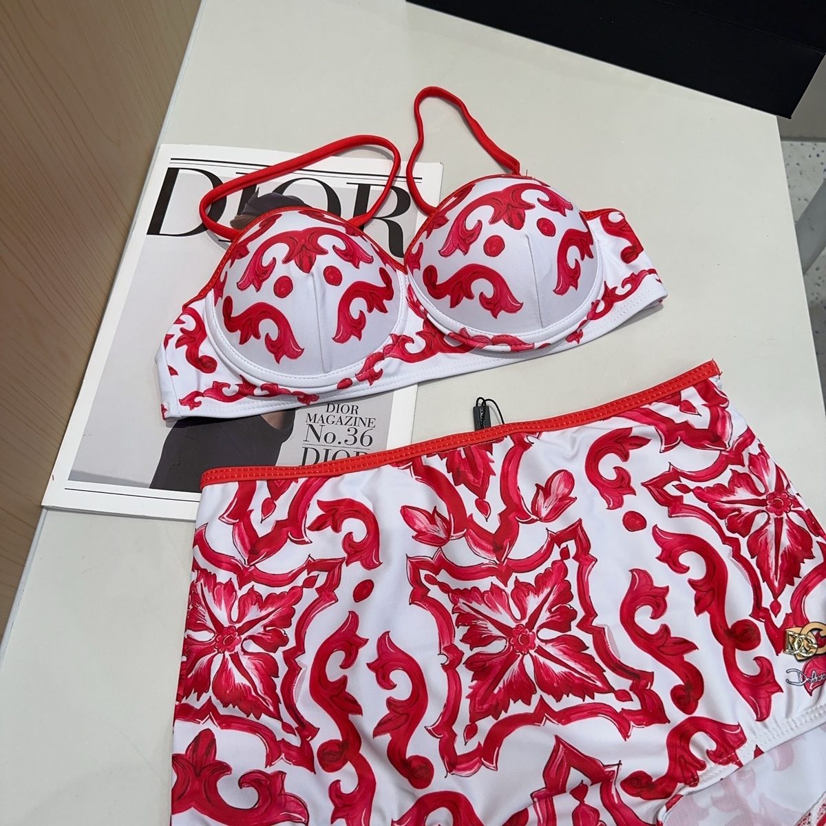 Dolce & Gabbana Baroque Print Bikini Set