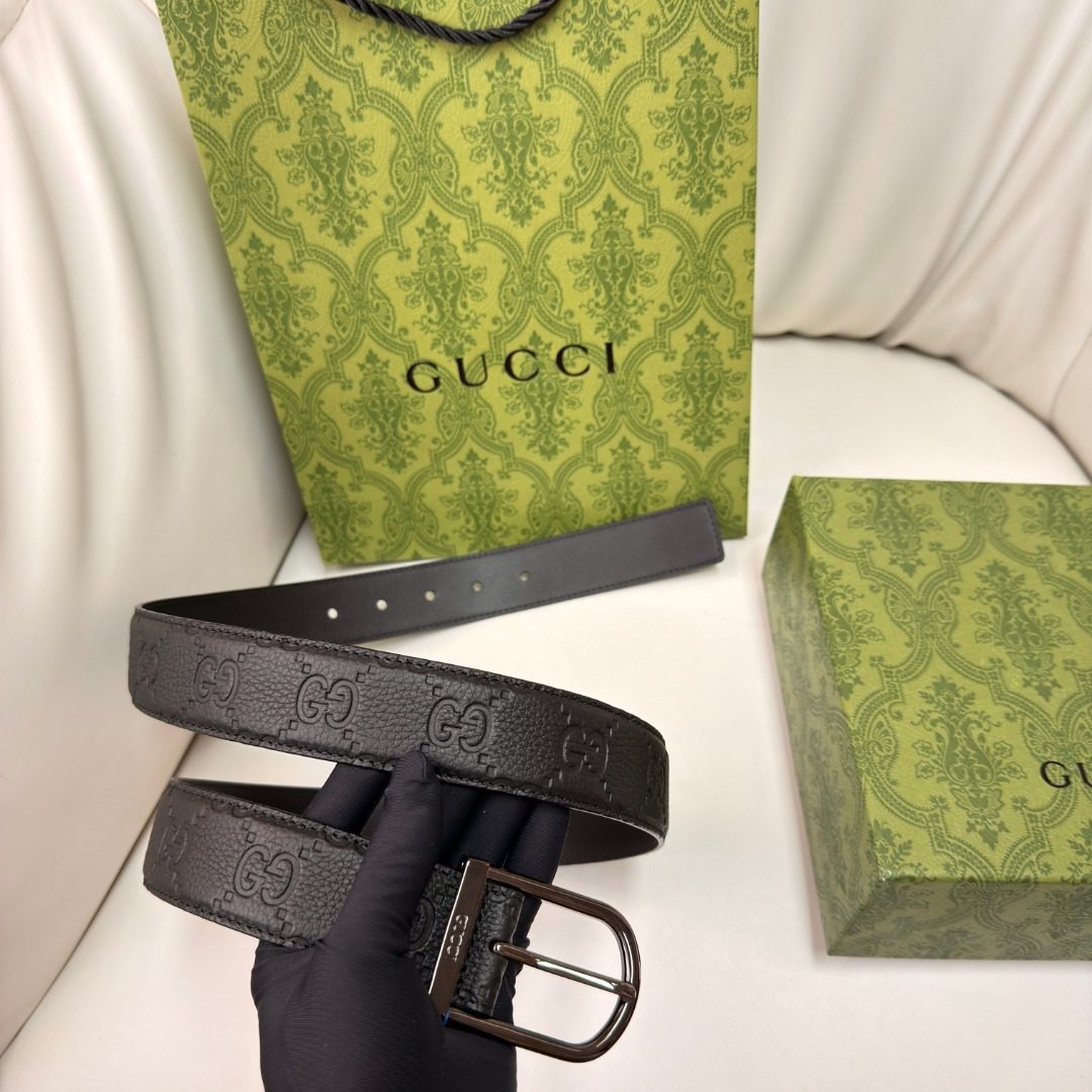 Gucci GG Embossed Leather Belt