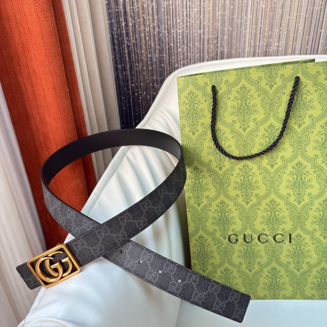 Gucci GG Canvas Leather Belt