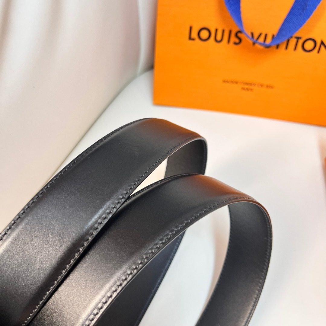 Louis Vuitton Leather Belt with Silver Buckle