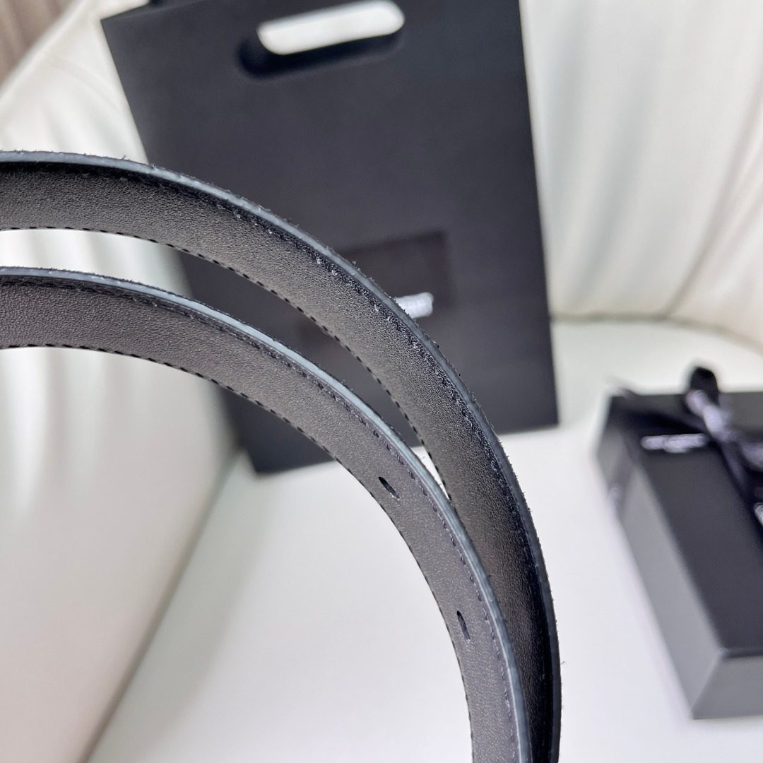 Saint Laurent Paris Wool Belt with Orange Buckle