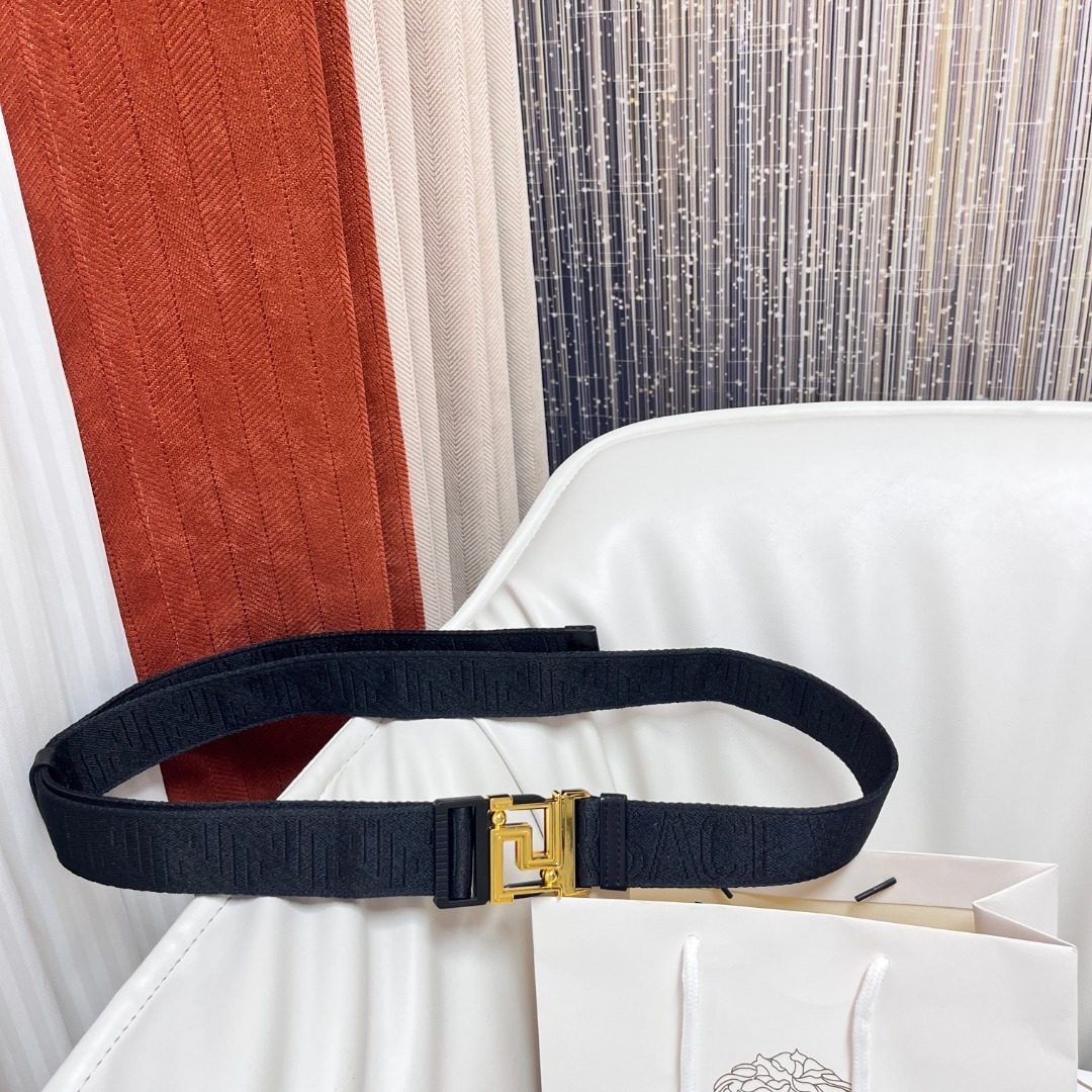 Versace Gold Medusa Buckle Black Belt