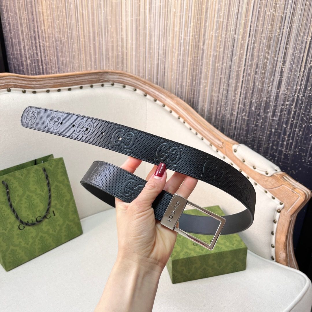 Gucci GG Monogram Leather Belt