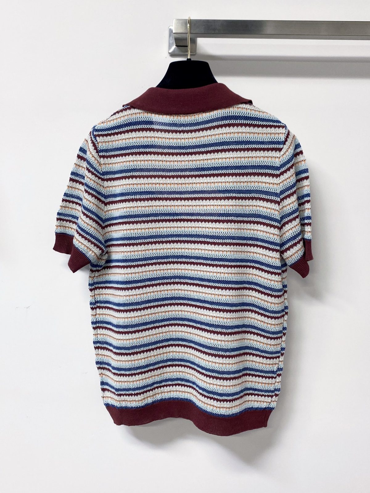Miu Miu Striped Knit Polo Shirt