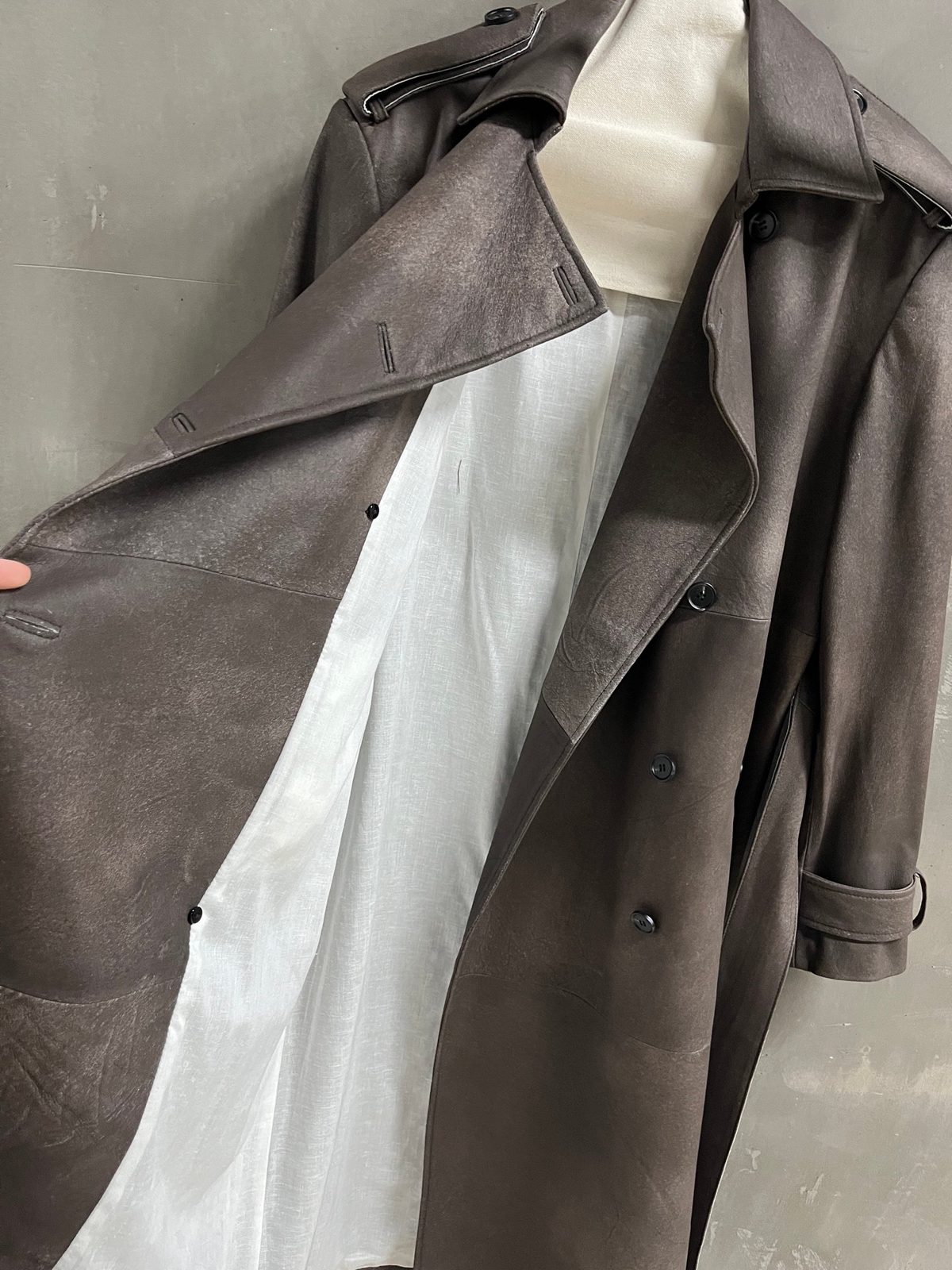 Gray Wool Blend Trench Coat