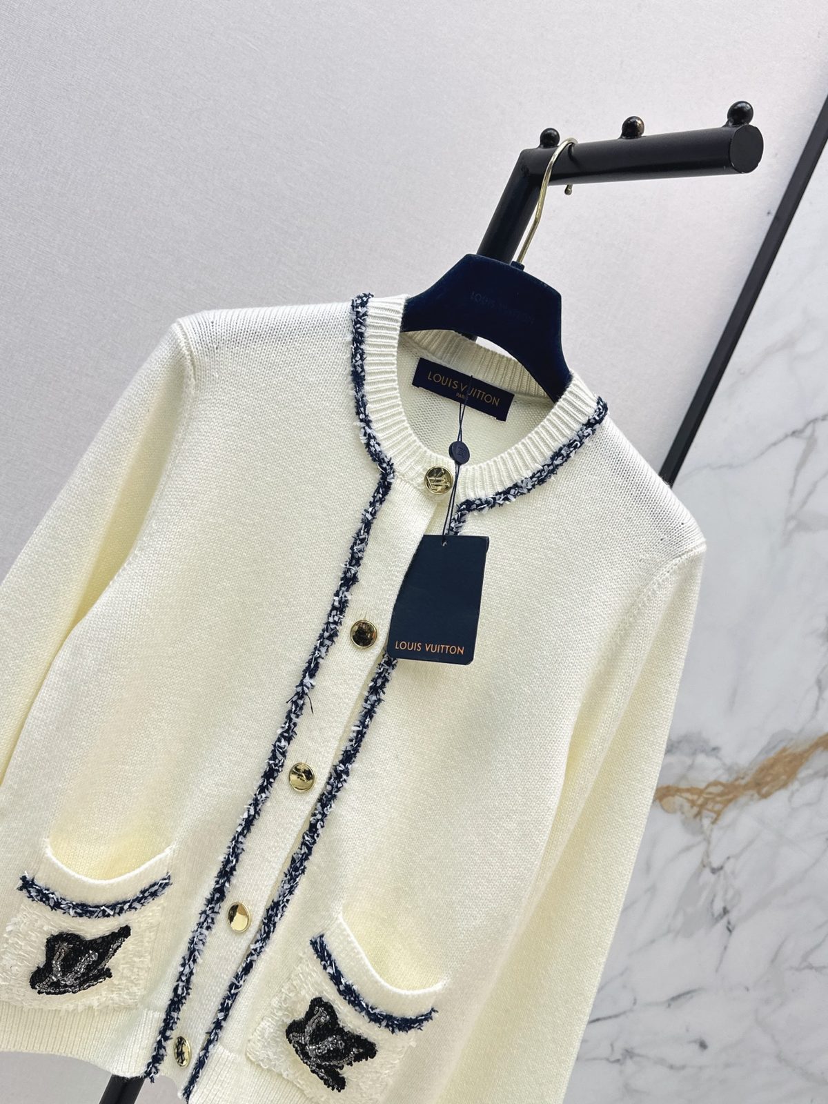 Louis Vuitton Cream Knit Cardigan Sweater