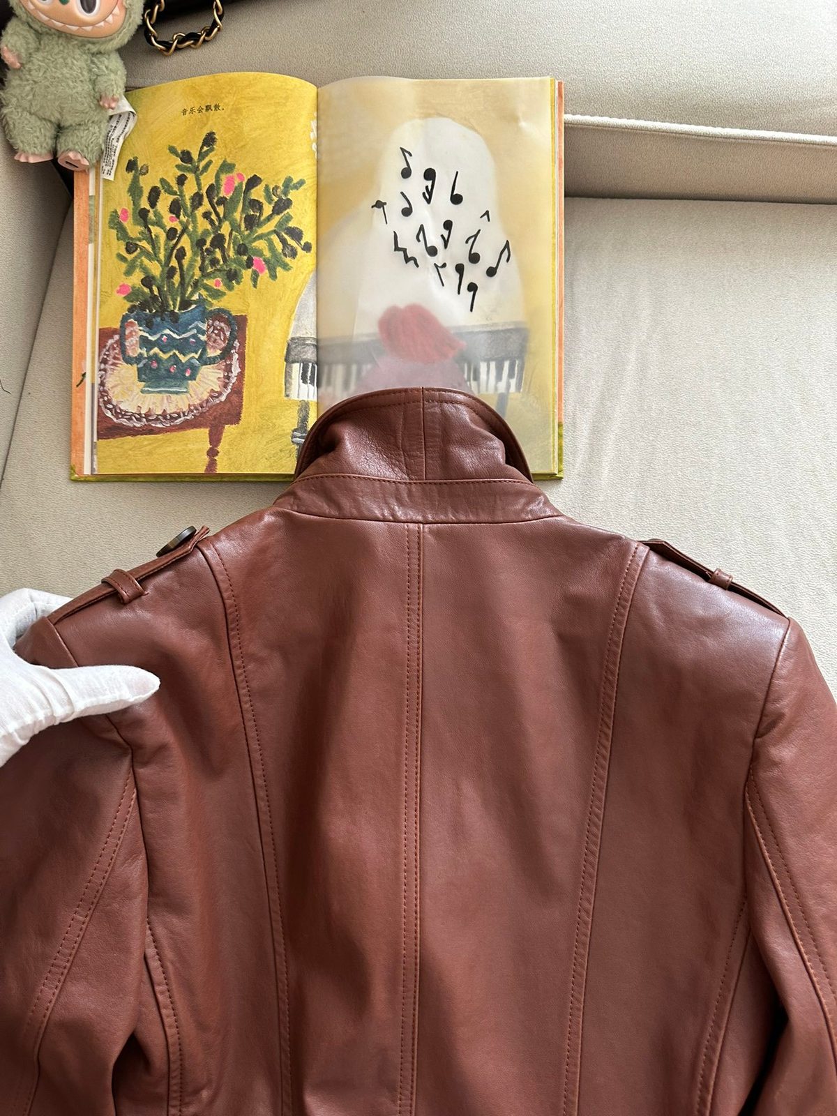 Men's Burgundy Leather Trench Coat