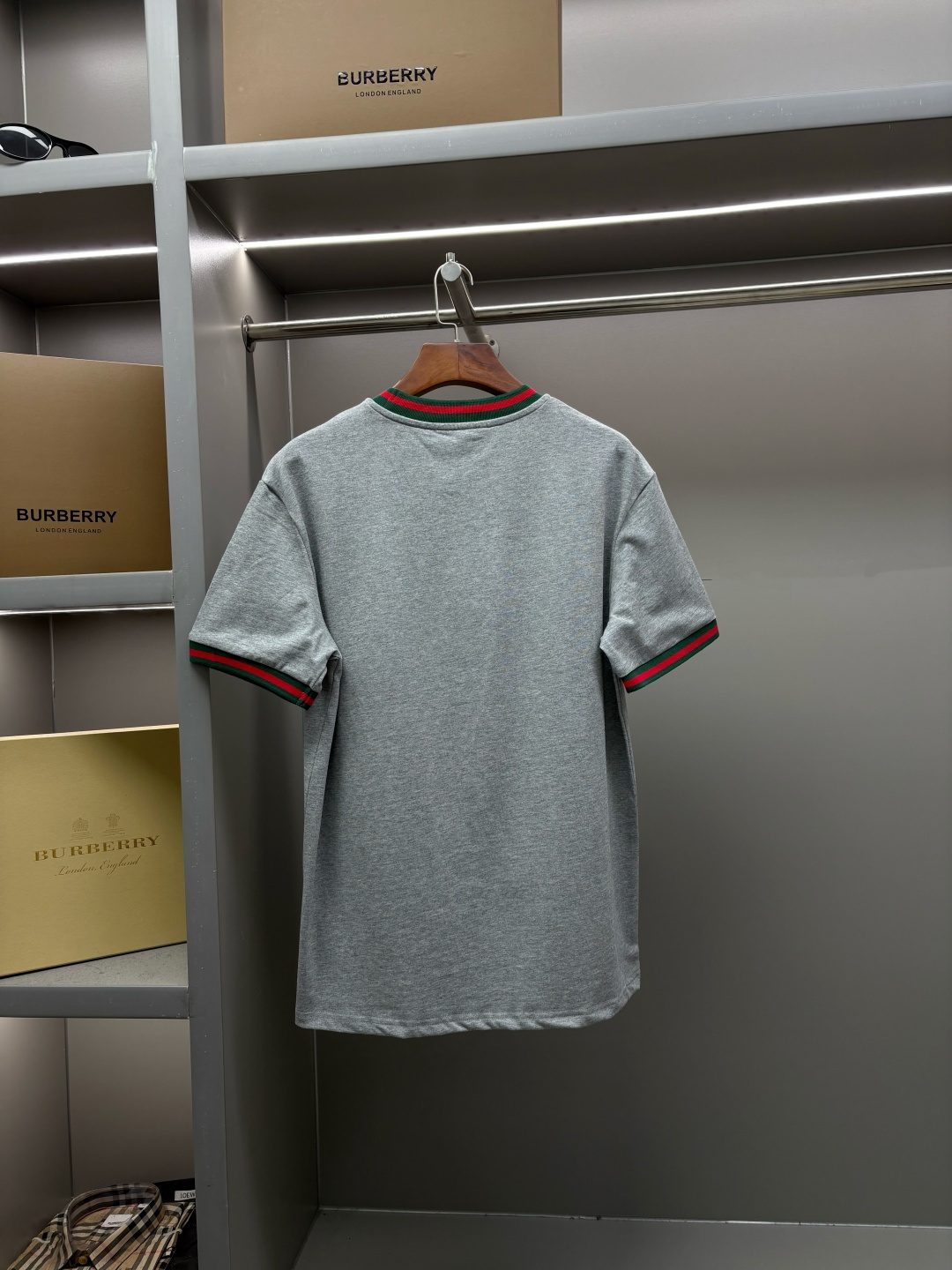 Gucci Web Stripe Cotton T-Shirt Grey