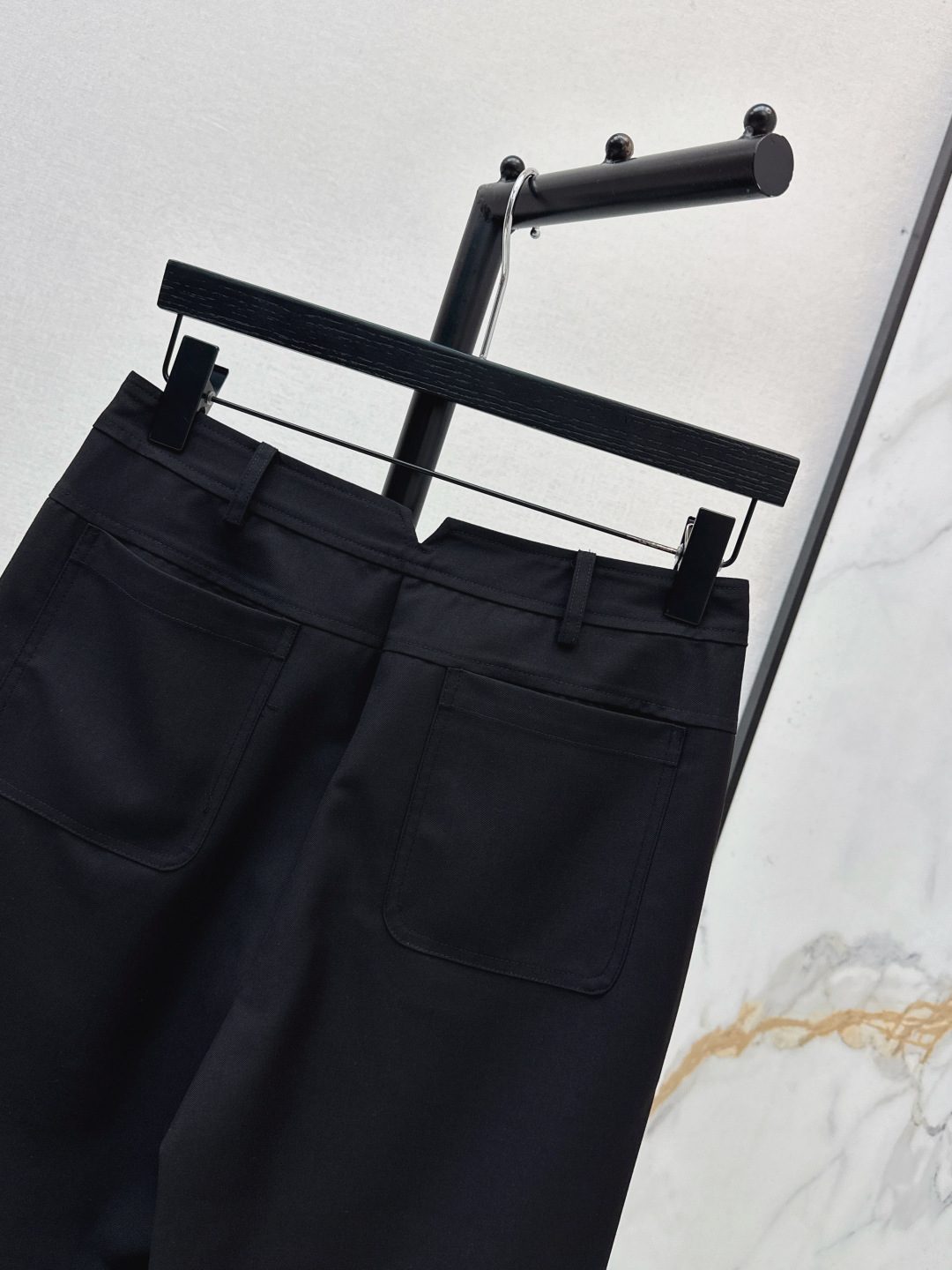 Black Wide-Leg Trousers with Patch Pockets