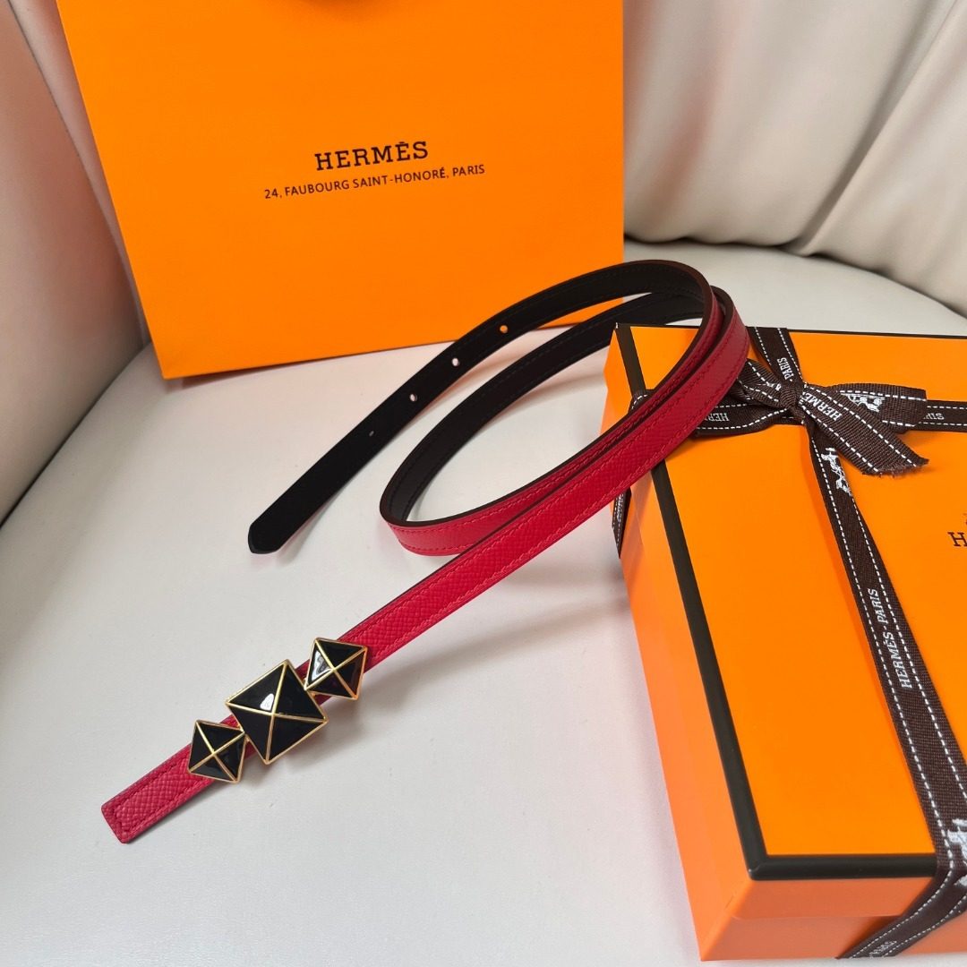 Hermès Studded Red Leather Belt