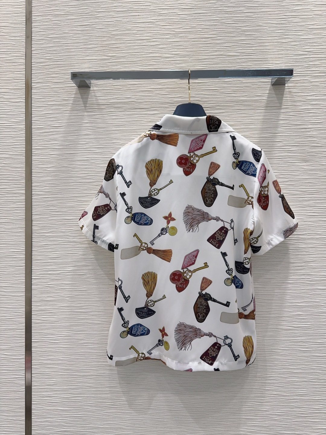 Hermès Silk Twill Printed Short Sleeve Shirt