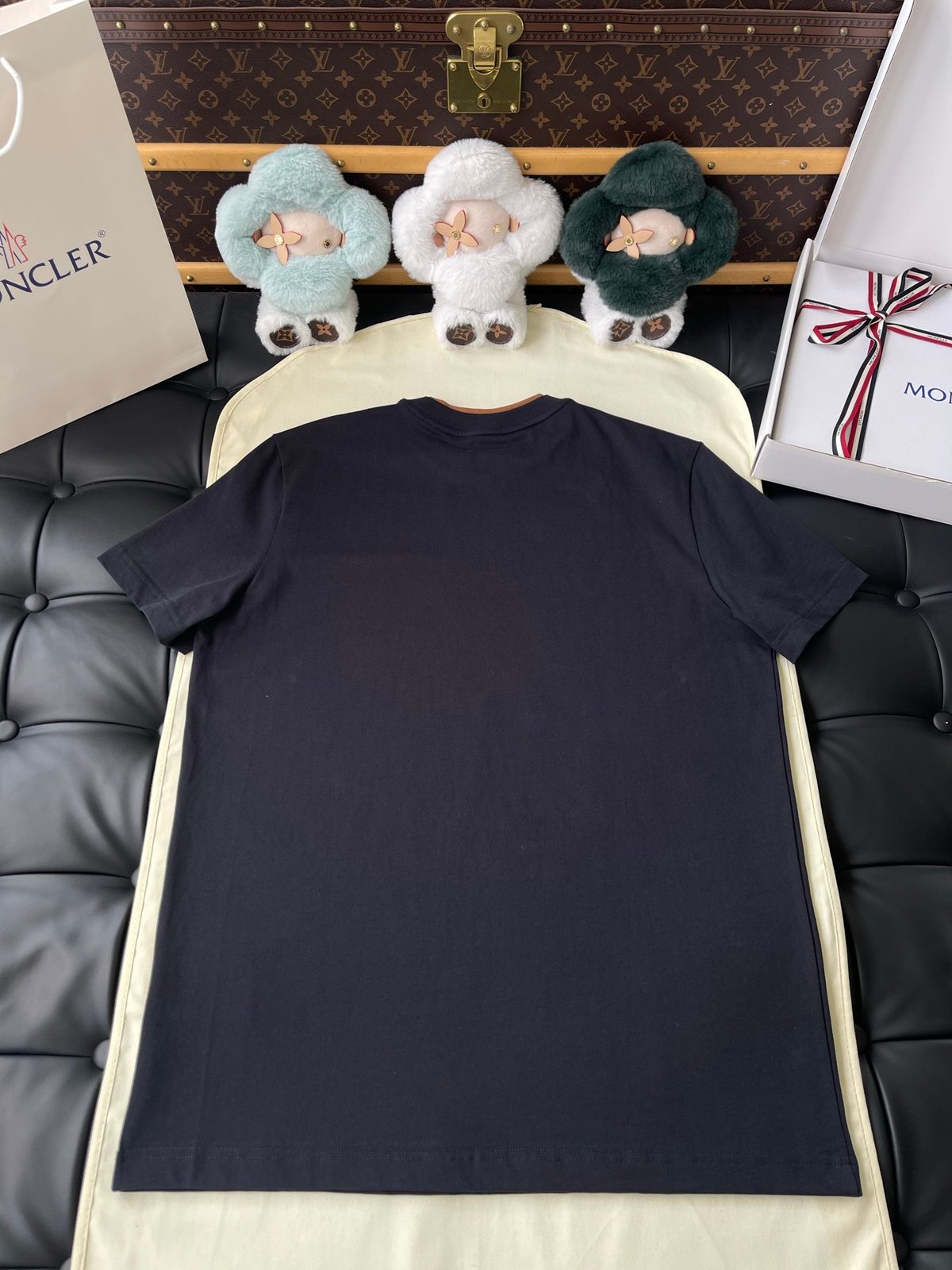Moncler Crewneck Sweatshirt Navy with Caramel Trim