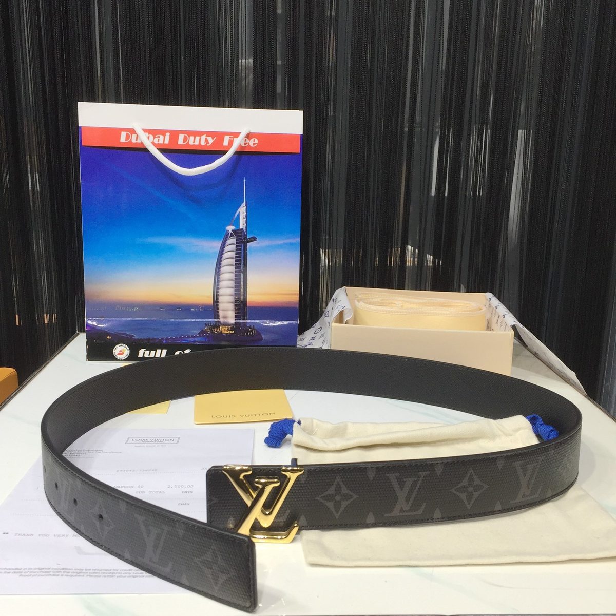 Louis Vuitton Damier Graphite Belt with LV Buckle