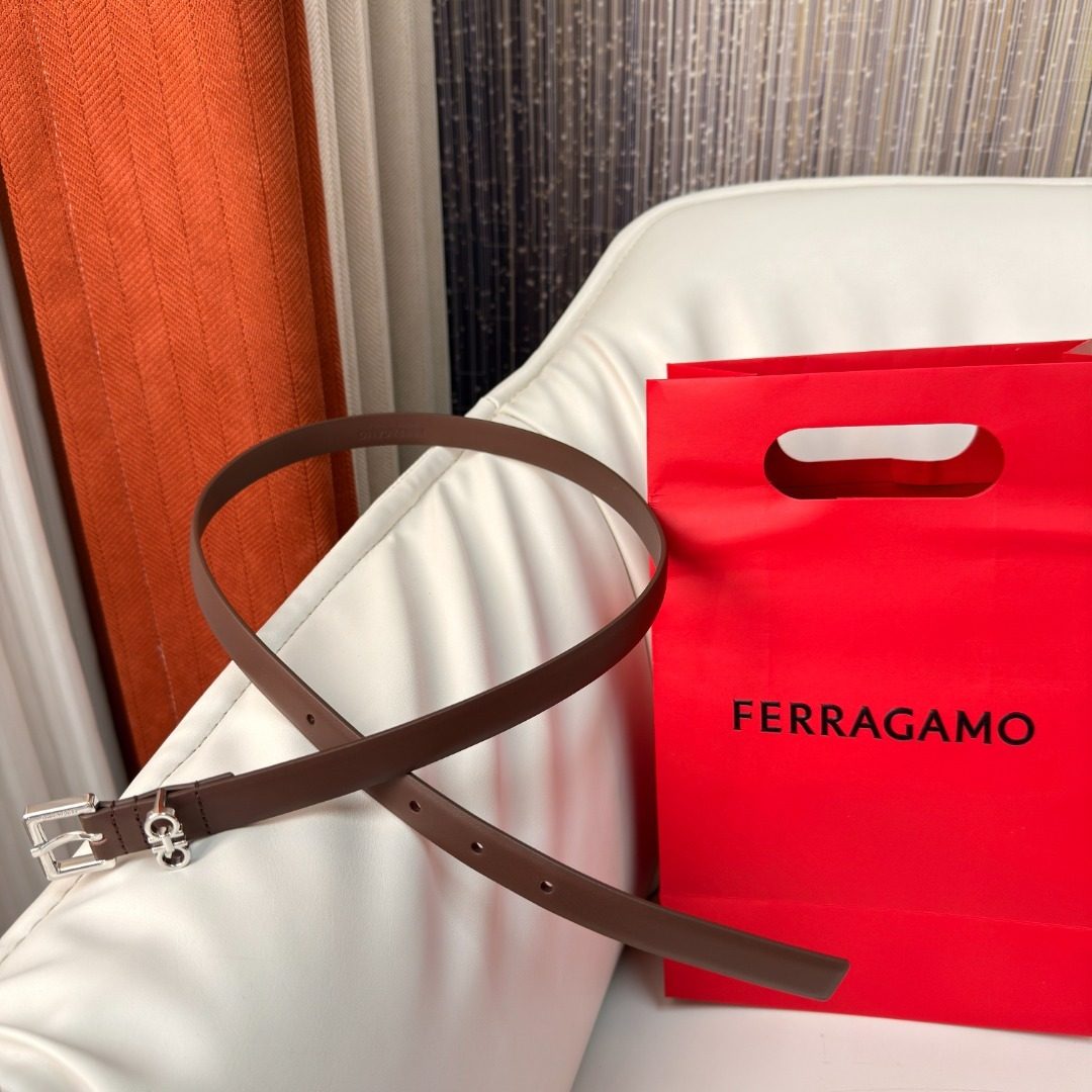 Ferragamo Gancini Leather Belt Brown