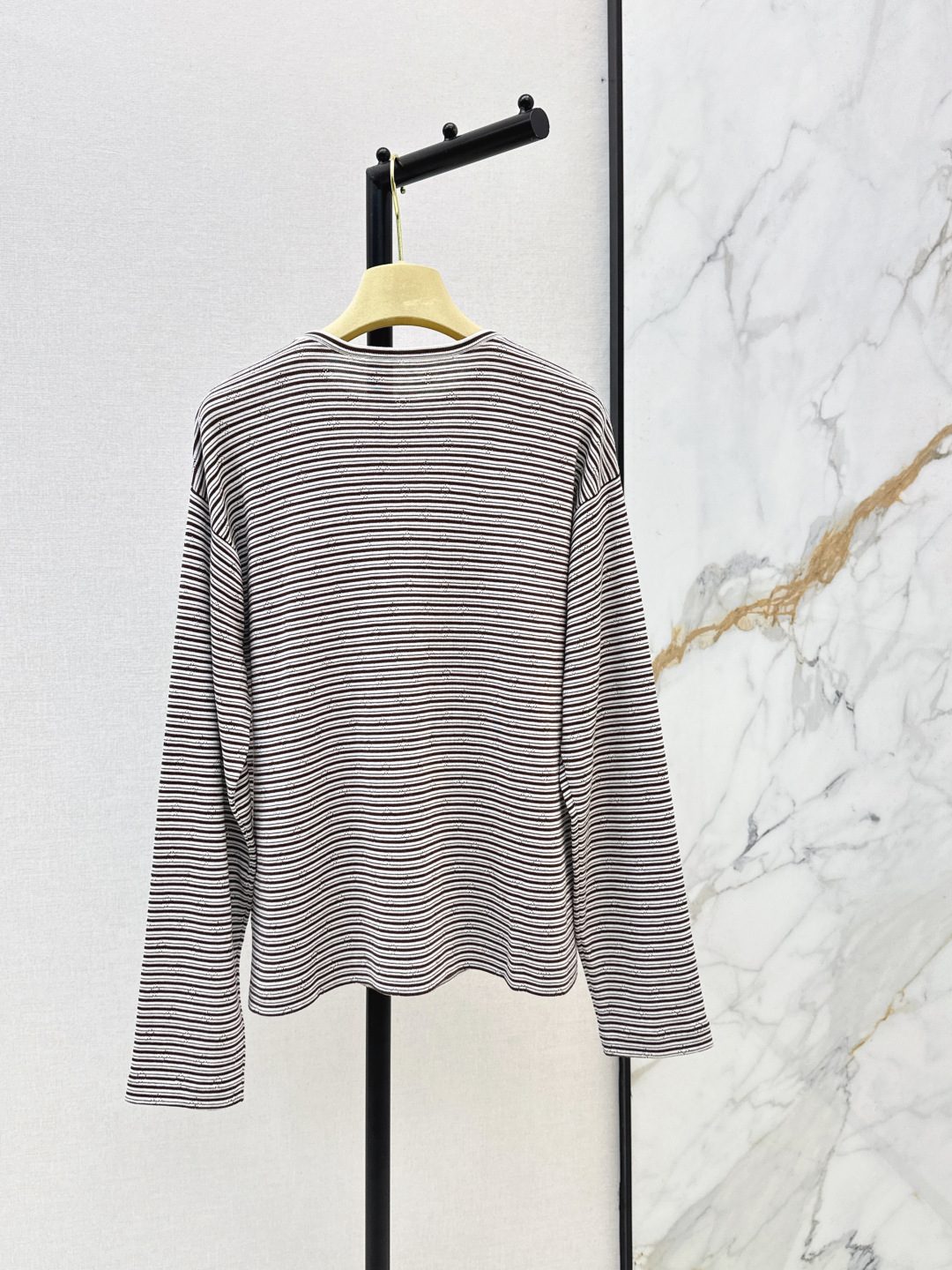 Miu Miu Striped Long Sleeve Cotton T-Shirt