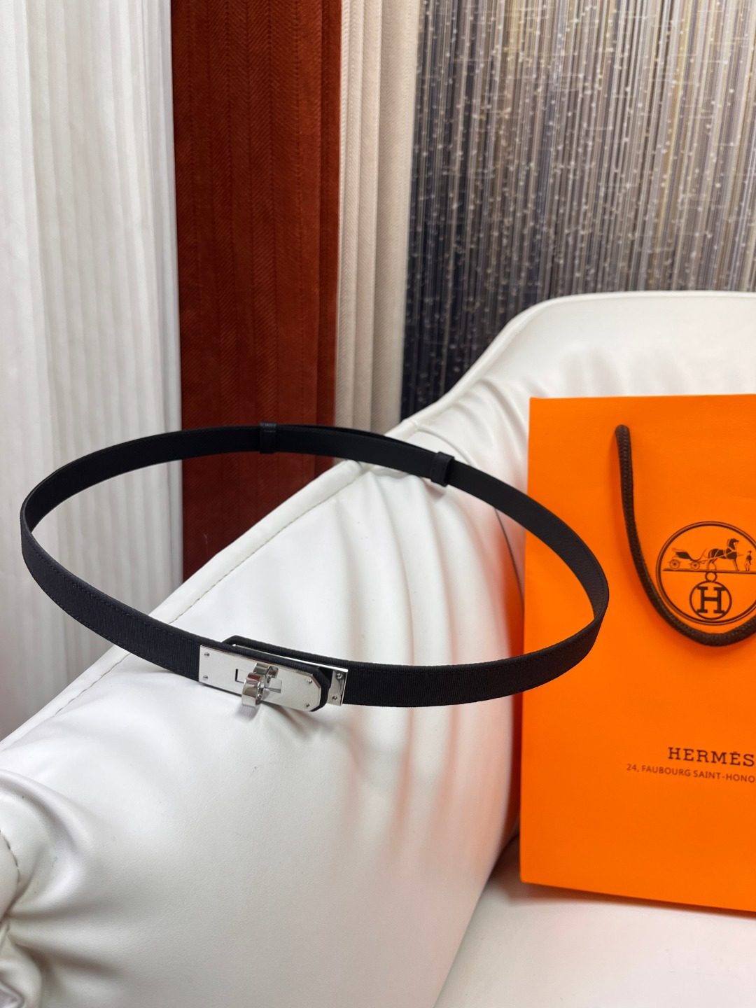 Hermès Black Canvas Belt with H Buckle