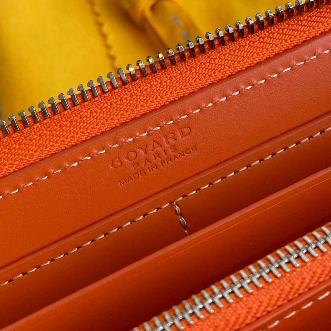 Goyard Canvas Leather Zip Wallet Orange