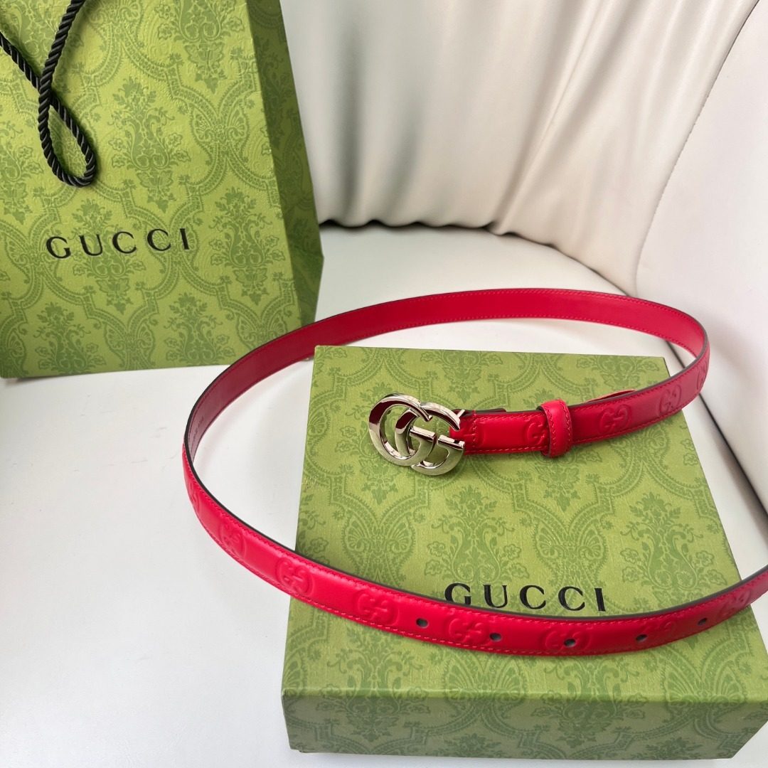 Gucci GG Marmont Red Leather Belt