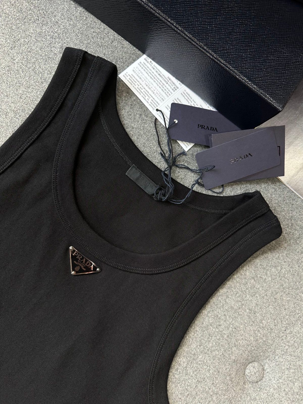 Prada Triangle Logo Black Tank Top