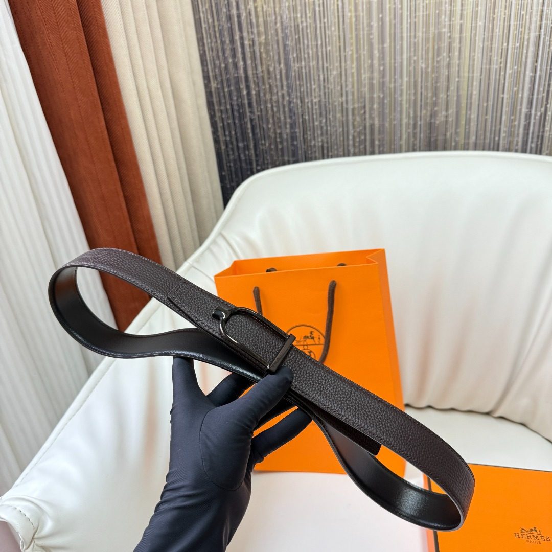Hermès Reversible Leather Belt Black
