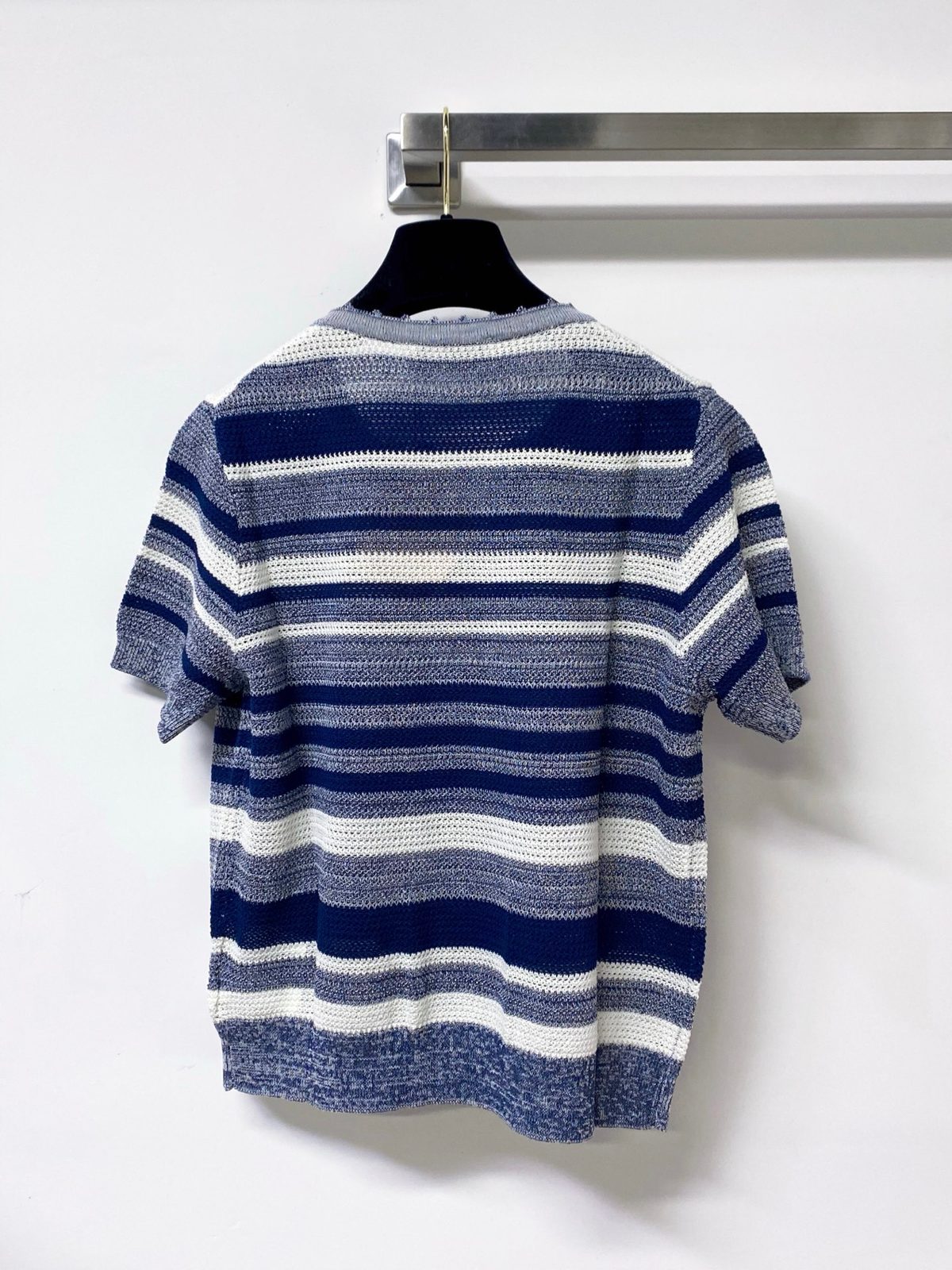 Miu Miu Striped Knit Short Sleeve T-Shirt