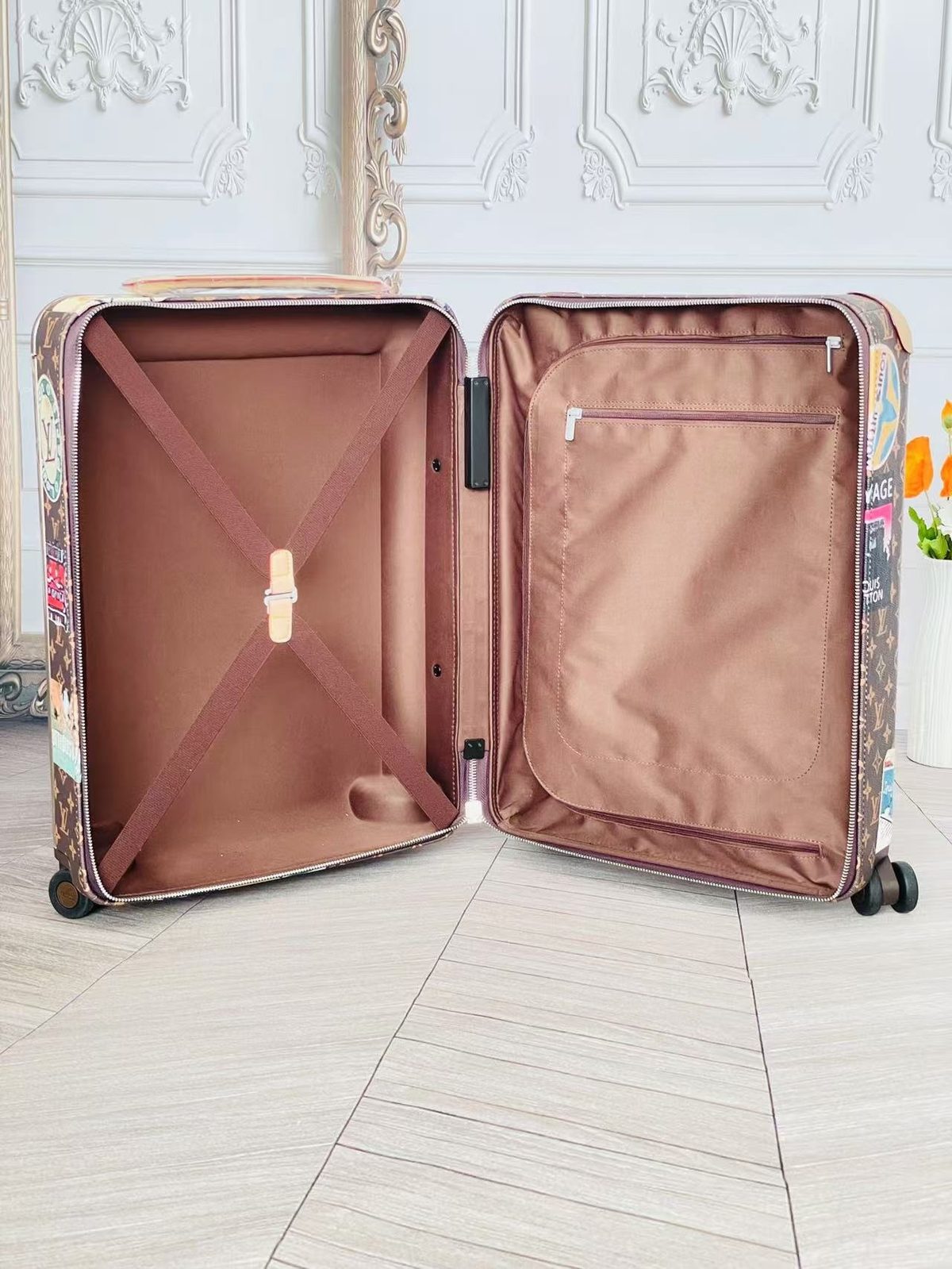 Louis Vuitton Monogram Travel Suitcase with Stickers