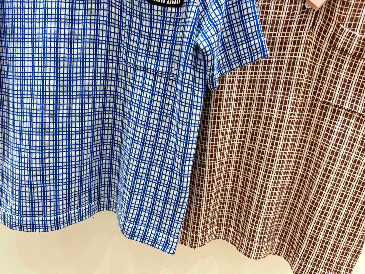 Men's Blue and Brown Checkered Shirt Duo