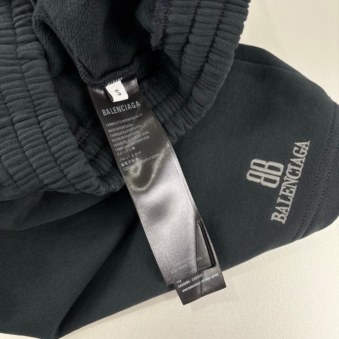 Balenciaga Dual Embroidered Black Shorts