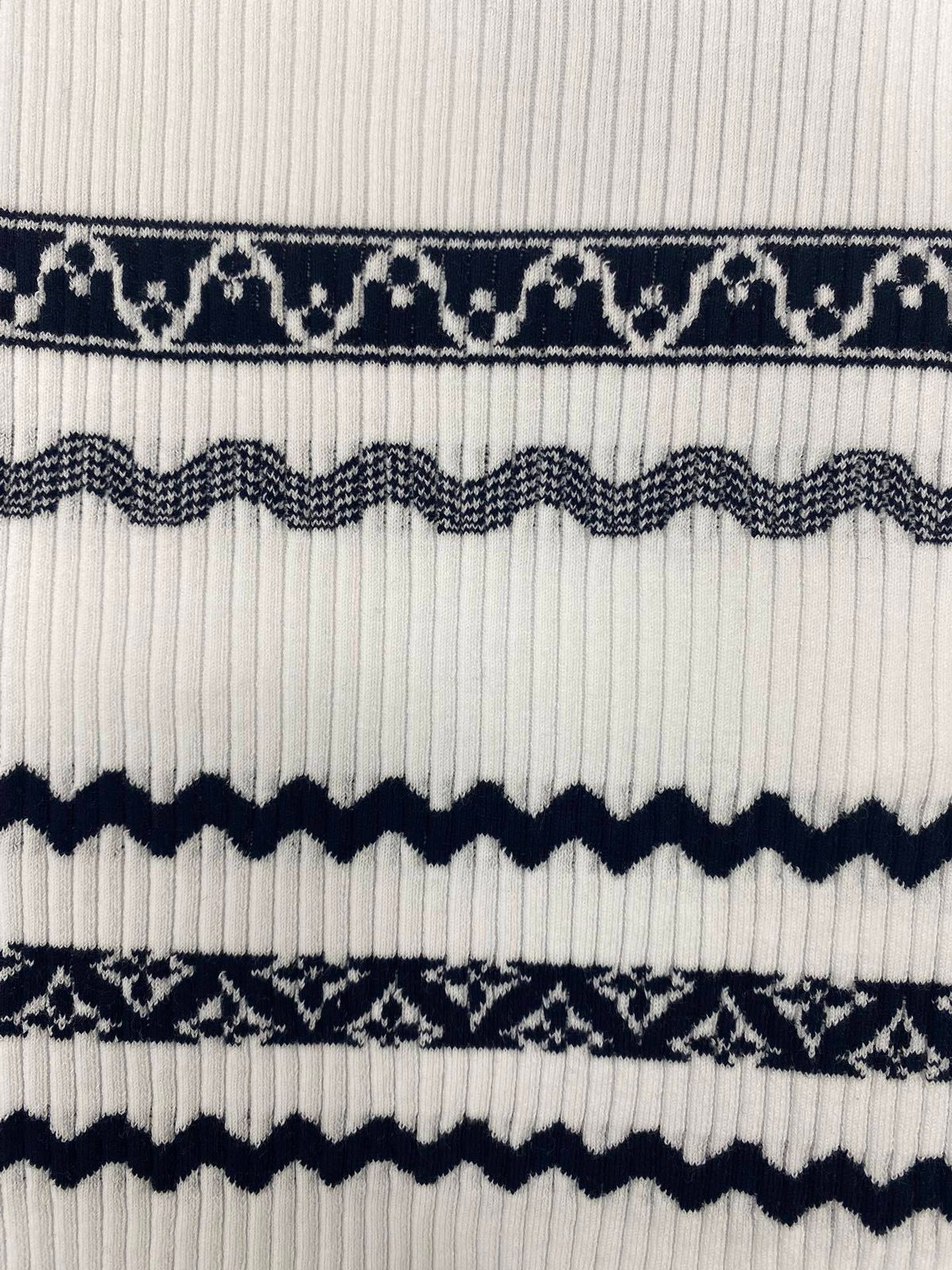 Navy and White Striped Ribbed Knit Trim