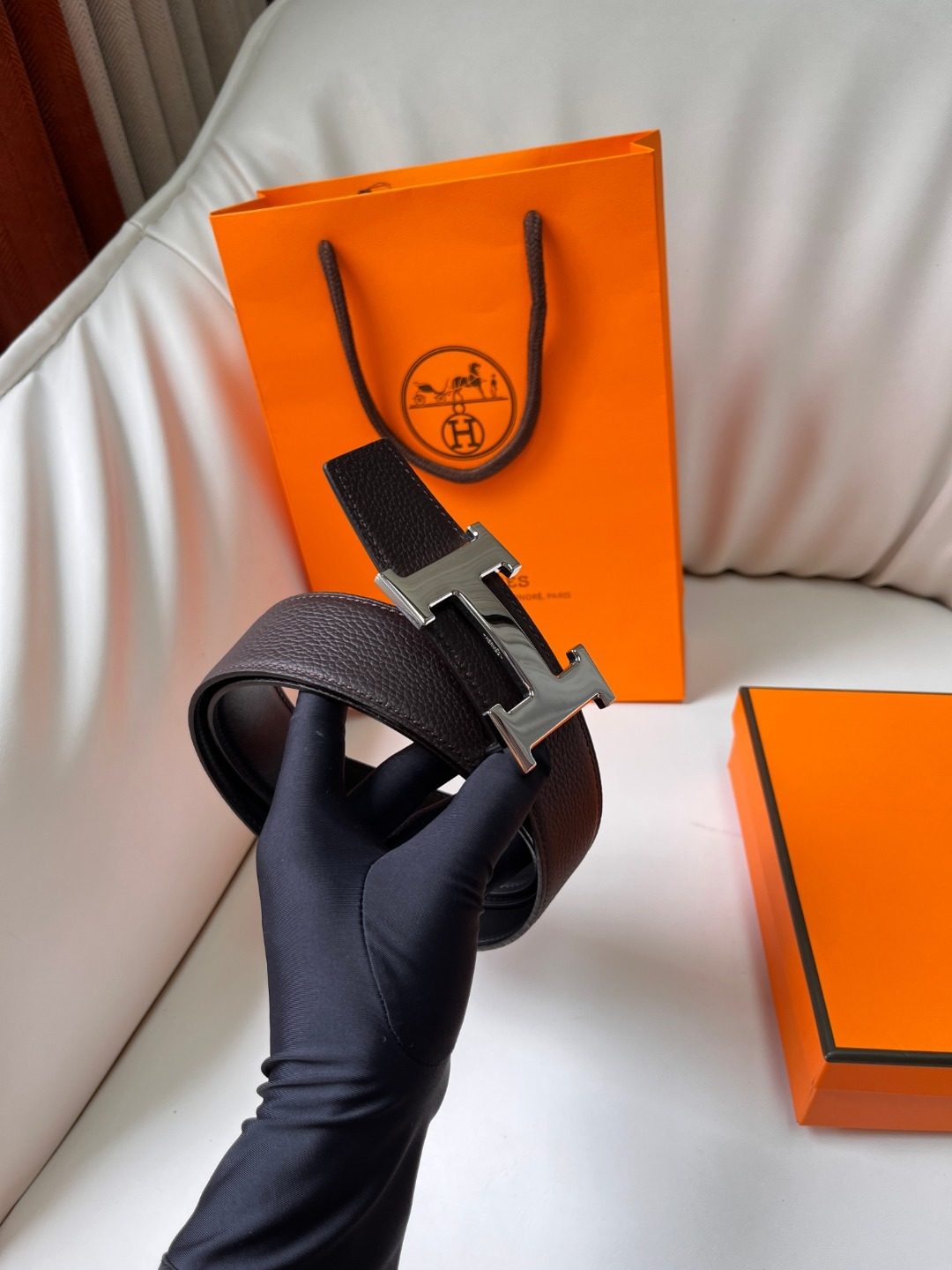 Hermès H Buckle Reversible Leather Belt