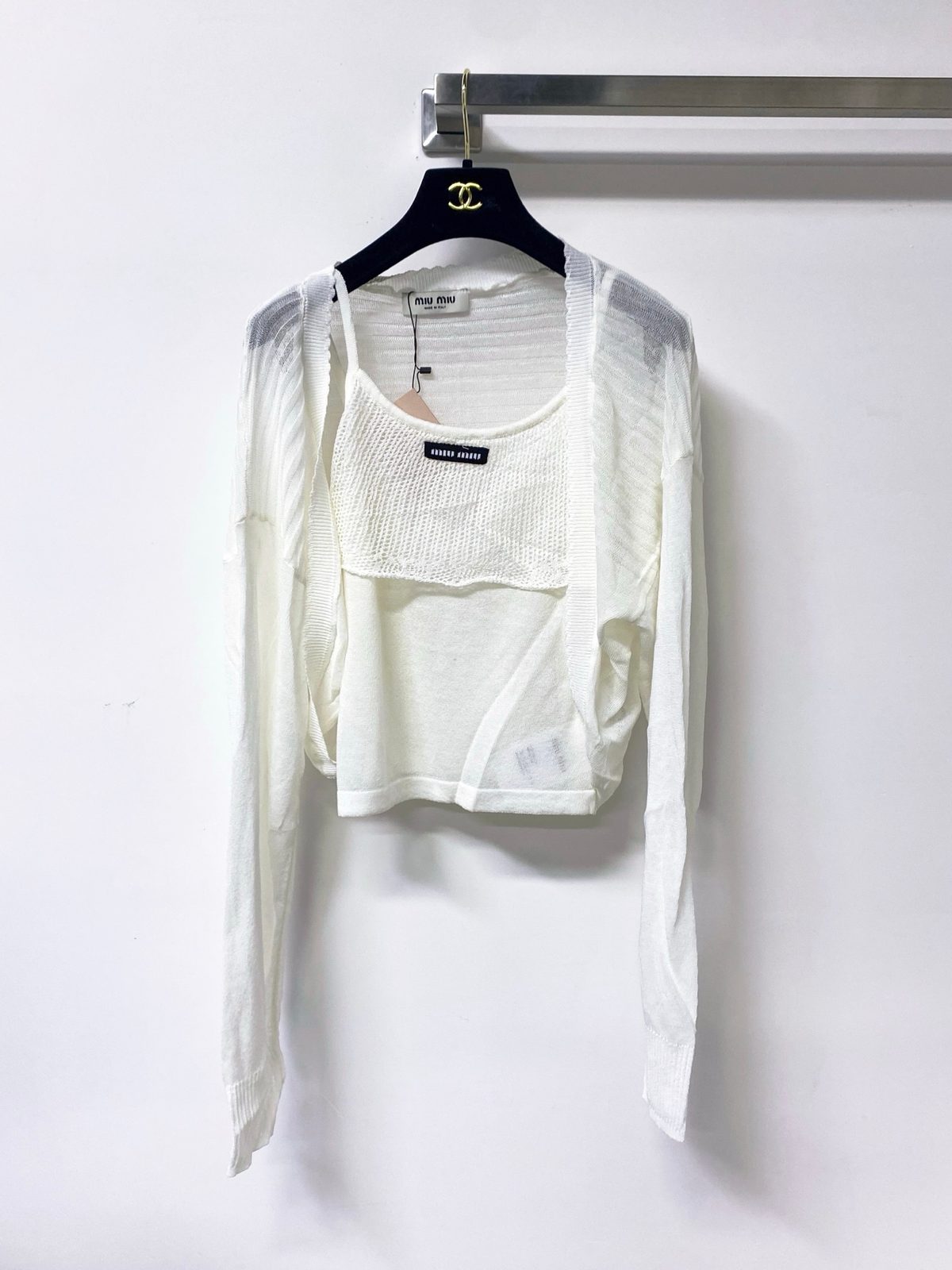 Miu Miu White Knit Cardigan Set