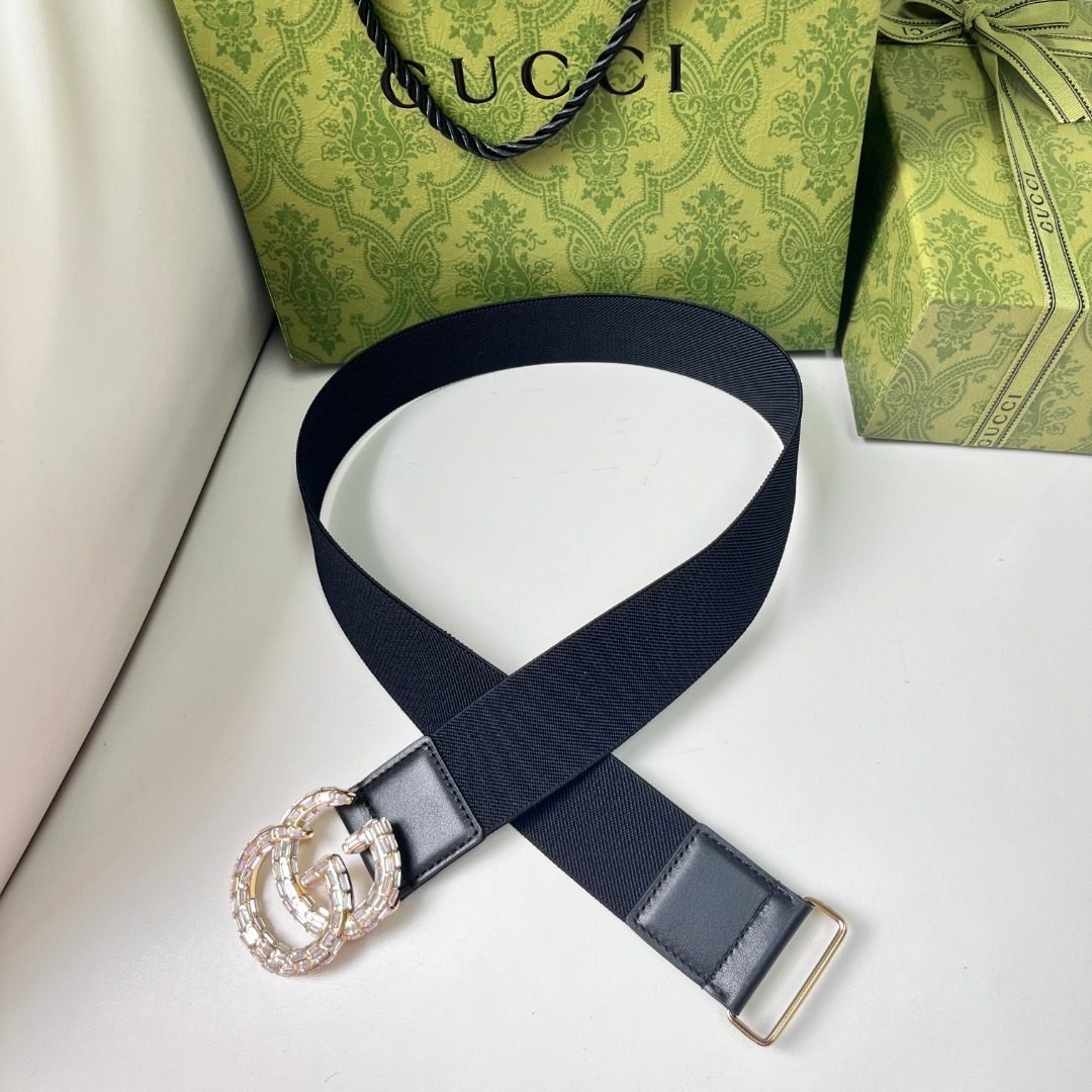 Gucci GG Crystal Buckle Canvas Belt