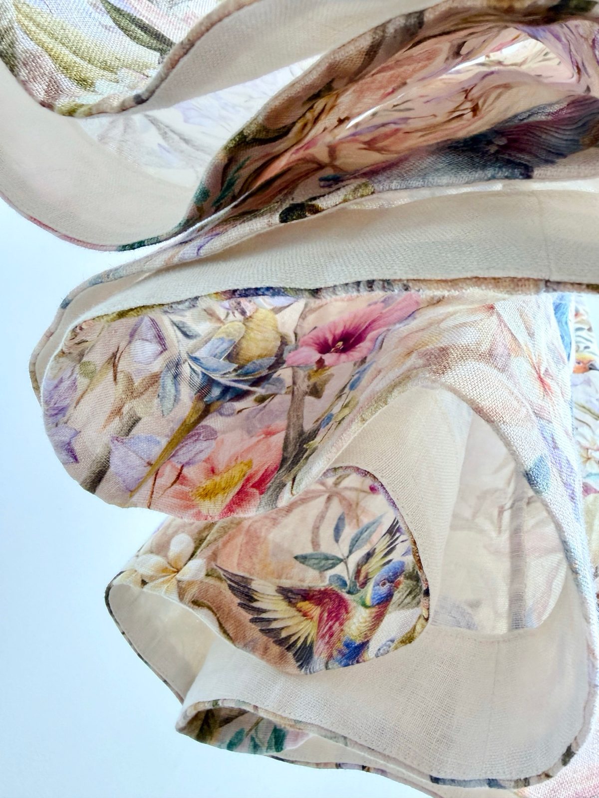 Floral Linen Long Sleeve Midi Dress