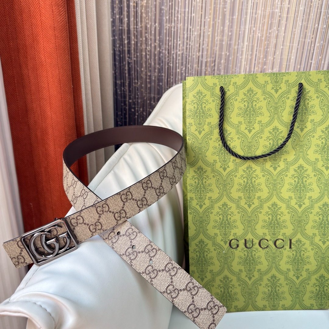 Gucci GG Monogram Leather Belt
