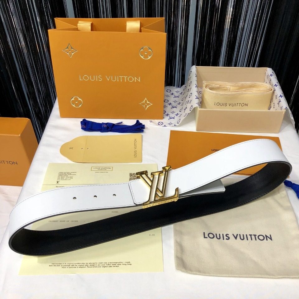 Louis Vuitton LV Initiales White Leather Belt
