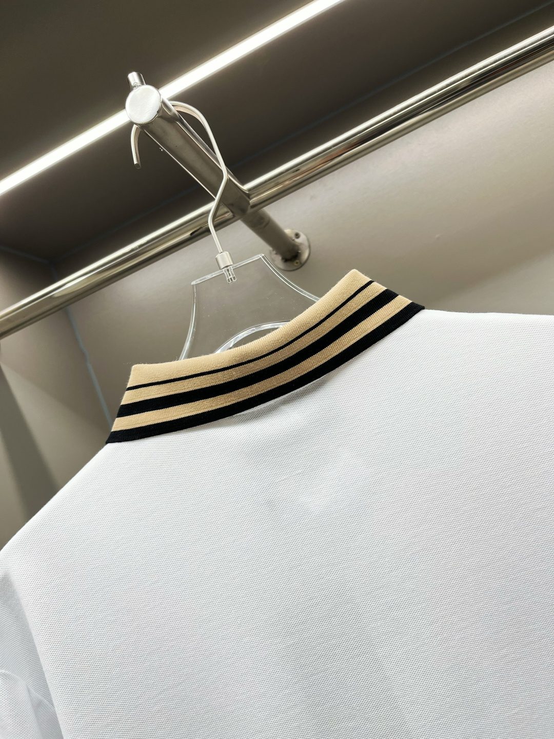 Burberry Striped Collar White Polo T-Shirt