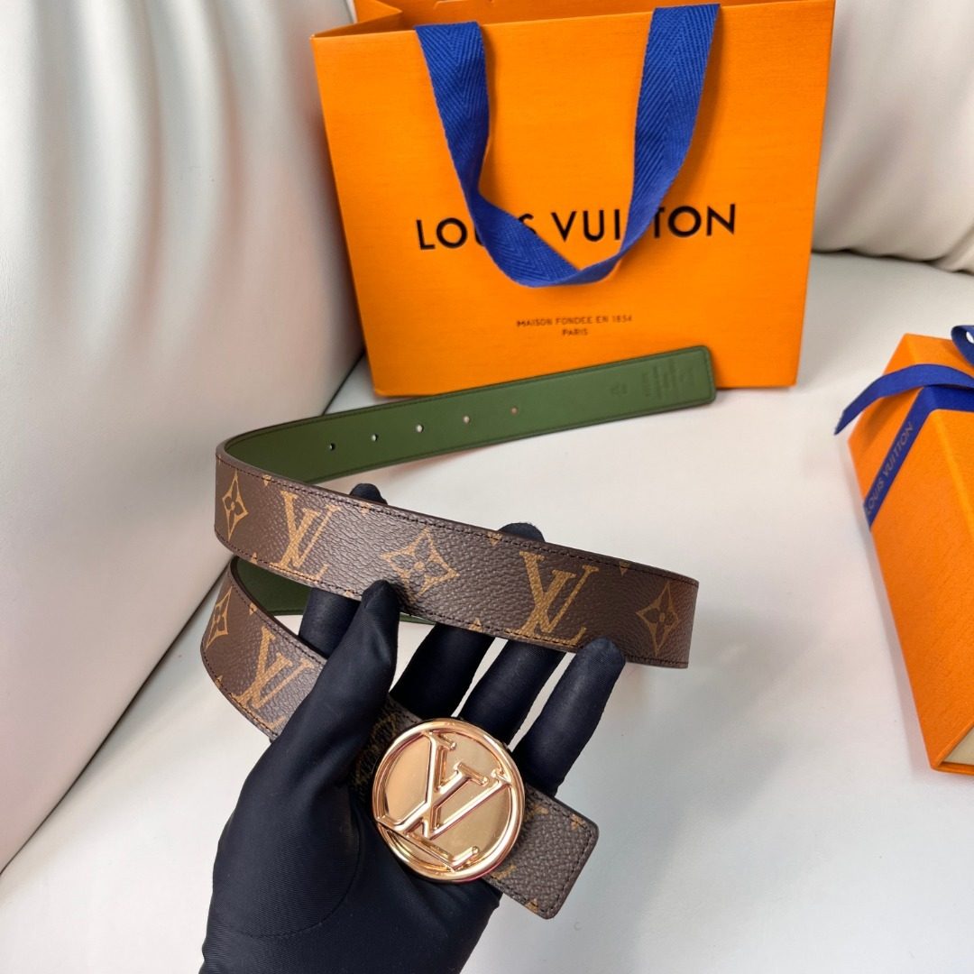 Louis Vuitton Monogram Canvas Belt with Rose Gold Buckle