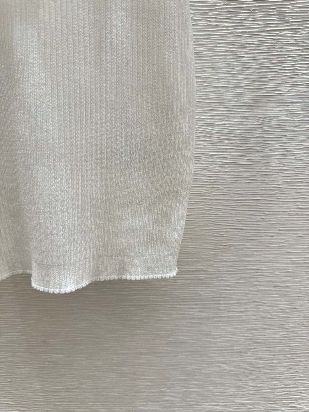 Miu Miu White Ribbed Knit Top