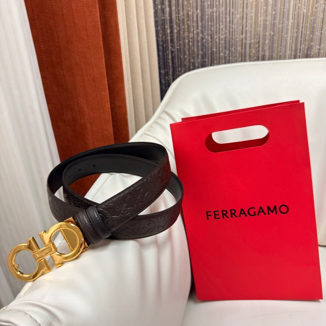 Ferragamo Gancini Leather Belt Black