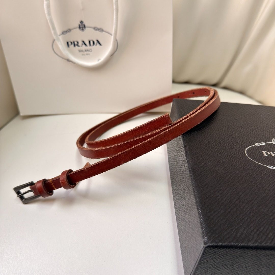 Prada Milano Leather Belt Red