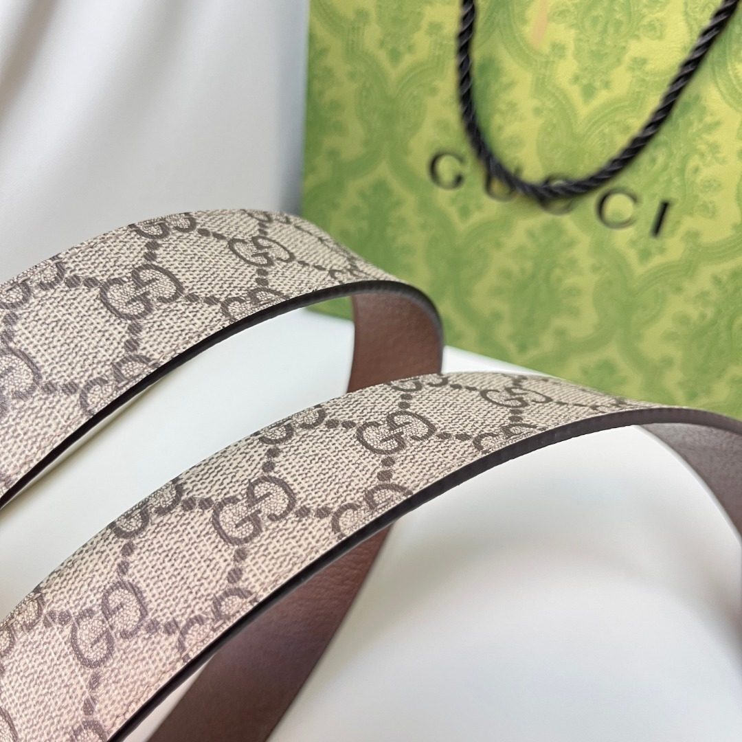 Gucci GG Canvas Leather Belt