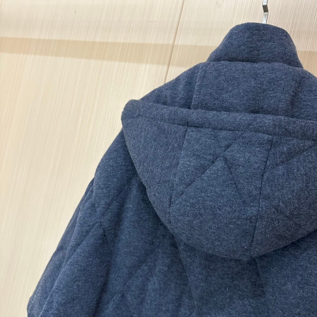Quilted Wool Hooded Poncho Coat